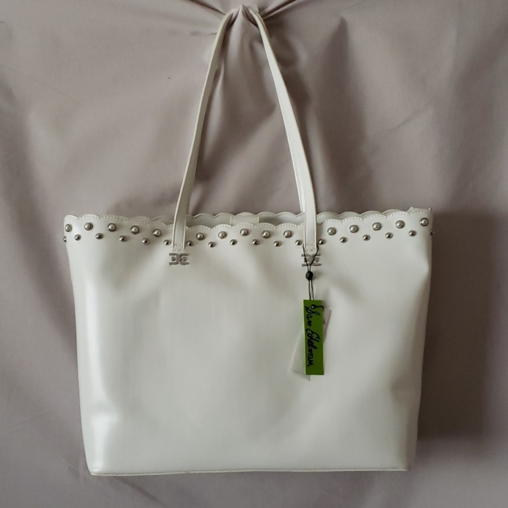 New Sam Edelman White Scalloped  Tote